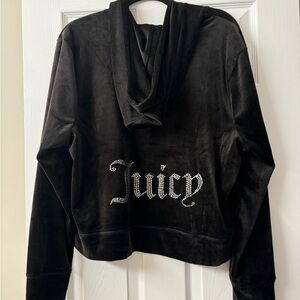 Juicy Couture Black Velour Tracksuit with Rhinestone Logo